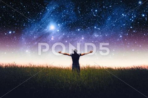 Man silhouette . Elements of this image furnished by NASA Stock Photos
