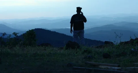Man Silhouette on the hill Stock Footage 292274485