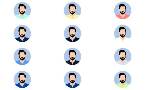 Man silhouette icon. Avatar profile. Big set of user avatar. Stock Illustration