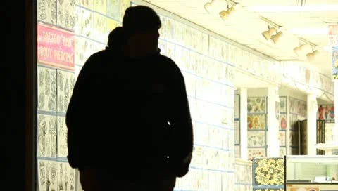 Man in Silhouette at night Stock Footage 11385234