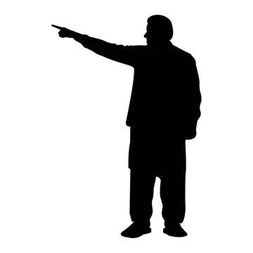 Man silhouette pointing finger forward showing leadership direction Stock Illustration
