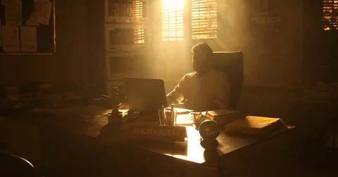 Man silhouette in Police station Stock Footage