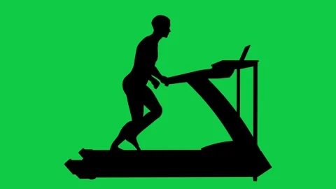 Man silhouette running on the treadmill Video stock 303763377