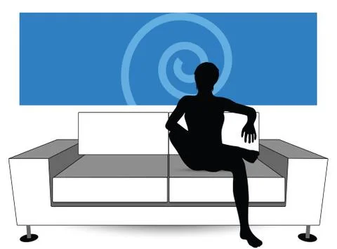 Man silhouette on sofa Stock Illustration