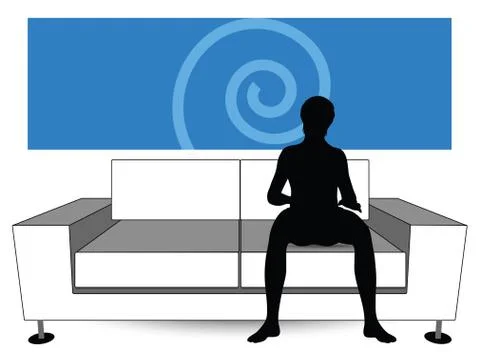 Man silhouette on sofa Stock Illustration