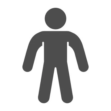 Man silhouette solid icon. Person stands firmly on two legs in pose of Stock Illustration