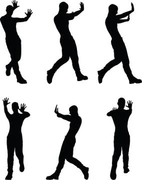 Man silhouette in stop, push pose Illustrazione stock