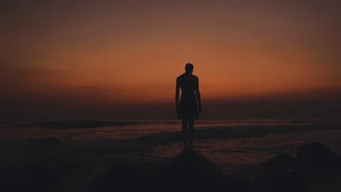 Man silhouette on the sunset Stock Footage 109424621