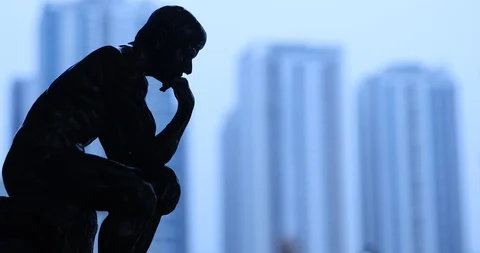 Man Silhouette Thinking Stock Footage 95549077