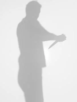 Man silhouette trying to commit suicide, with knife Stock Illustration