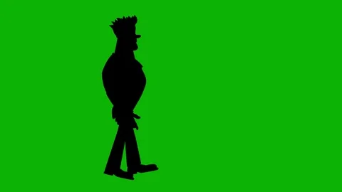 Man Silhouette Walk Cycle Animation | Green Screen Background Video stock 314919261