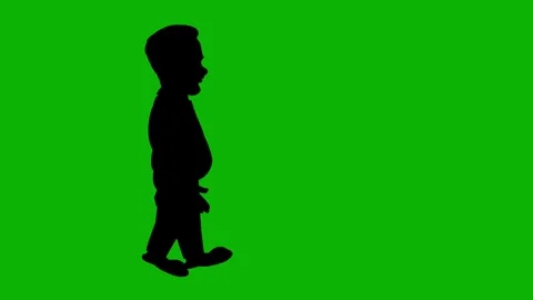 Man Silhouette Walk Cycle Animation | Green Screen Background Stock Footage 314919262