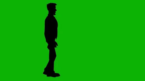 Man Silhouette Walk Cycle Animation | Green Screen Background Stock Footage 314919283