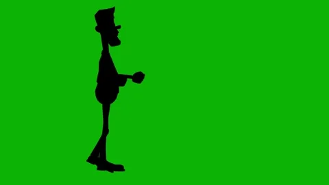 Man Silhouette Walk Cycle Animation | Green Screen Background Stock-Footage 314919295