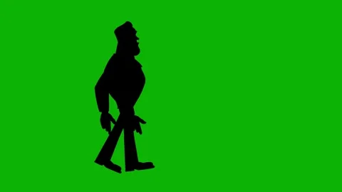 Man Silhouette Walk Cycle Animation | Green Screen Background Stock Footage 314919306