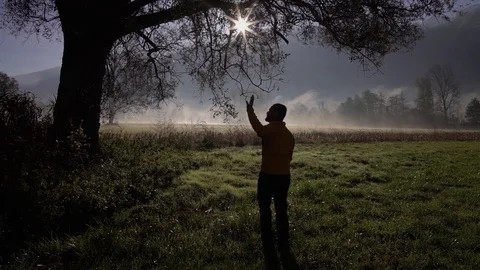 Man Silhouette Walking Away Stock Footage 75203065