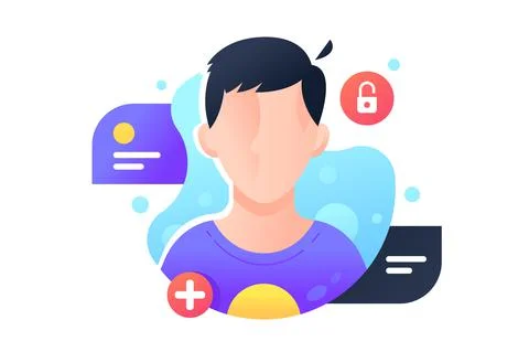 Man silhouette without face for web user account. Stock Illustration