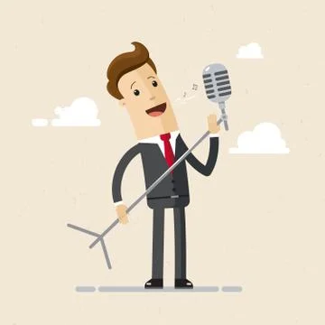 Man singer with microphone. Vector, illustration, flat Stock-Illustration