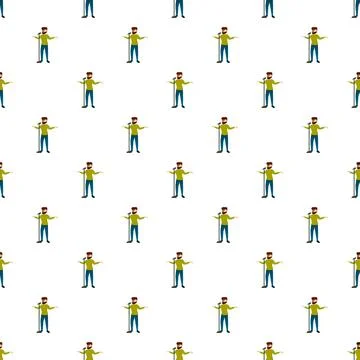 Man singer performing with microphone repeating pattern Stock Illustration