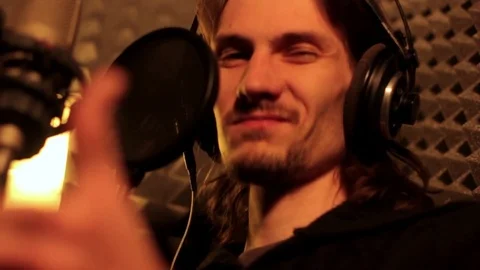 Man singing in the Studio Stock Footage 70780419