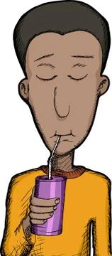 Man Sips Drink Stock Illustration
