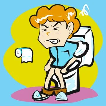 Man sit in bathroom for constipation content. Stock Illustration