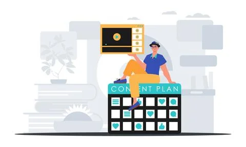 The Man sits on the capacitance design and holds a windowpane with a televisi Stock Illustration