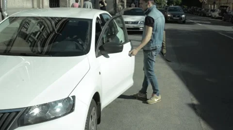 A man sits in the car. Stock Footage 51756878