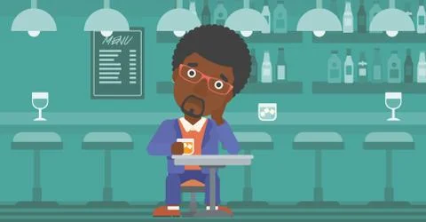 Man sitting at bar Stock Illustration