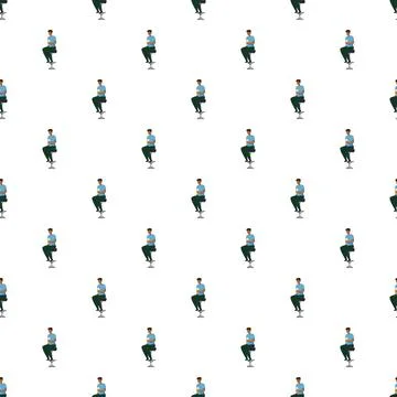Man sitting on bar stool seamless pattern Stock Illustration