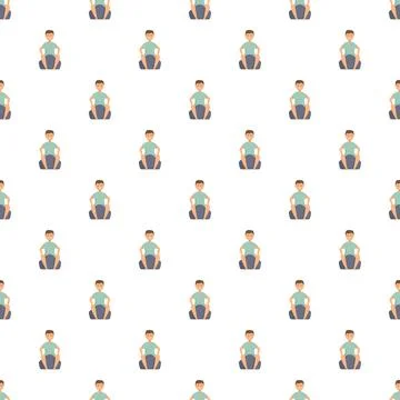 Man sitting bean bag seamless pattern design Stock Illustration