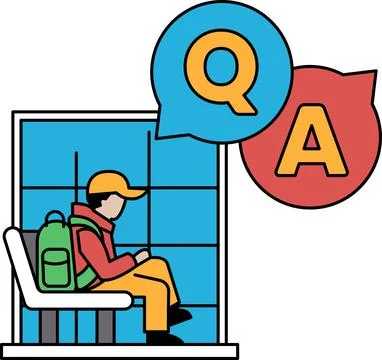 A man is sitting on a bench with a backpack Stock Illustration