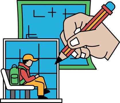 A man is sitting on a bench with a backpack on Stockillustratie