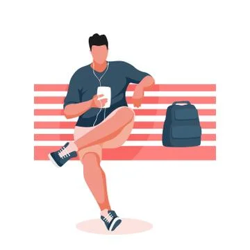 Man sitting on a bench Stock Illustration
