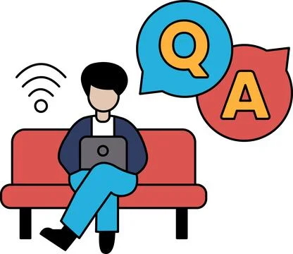 A man is sitting on a bench with a laptop in front of him Illustrazione stock