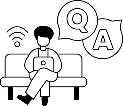 A man is sitting on a bench with a laptop in front of him Illustrazione stock