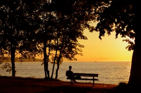 Man sitting on bench Stock Photos