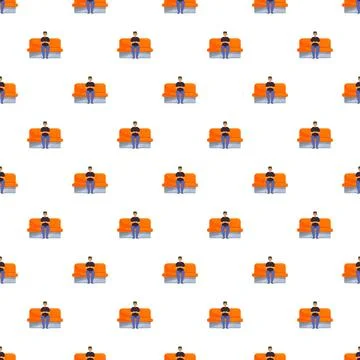 Man sitting on bench seamless pattern for social distancing Stock Illustration