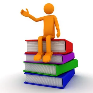 Man sitting on books Stock Illustration