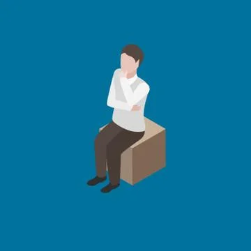 Man sitting on box Stock Illustration