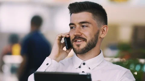Man sitting in cafe Stock Footage 97088041