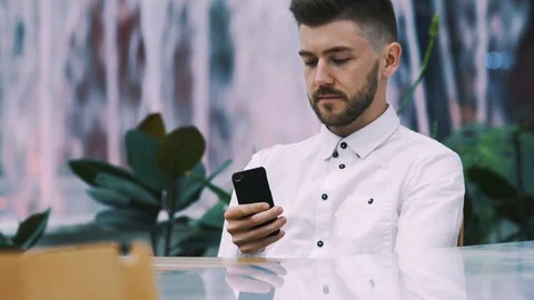 Man sitting in cafe Stock Footage 97089036