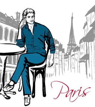 Man sitting in cafe Stock-Illustration