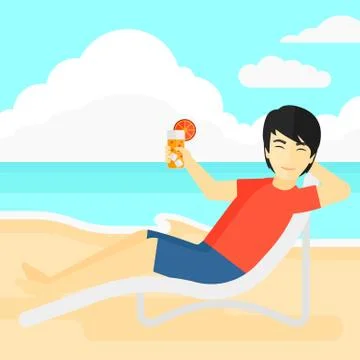 Man sitting in chaise longue Stock Illustration