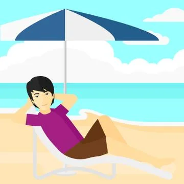 Man sitting in chaise longue Stock Illustration