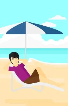 Man sitting in chaise longue Stock Illustration