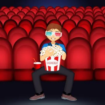 Man sitting at the cinema 스톡 일러스트