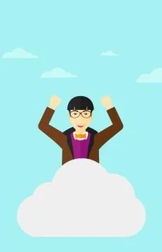 Man sitting on cloud 库存插图