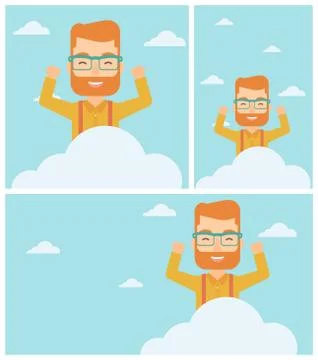 Man sitting on cloud vector illustration Stock Illustration
