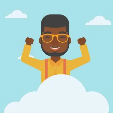Man sitting on cloud vector illustration Illustrazione stock